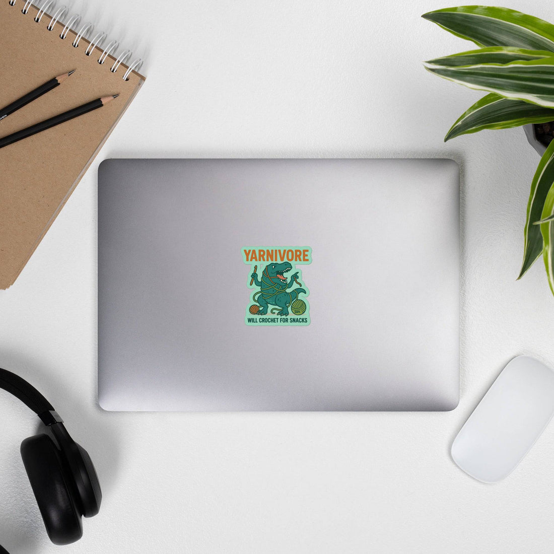 Yarnivore Vinyl Sticker – Funny Crochet Dino Decor for Makers