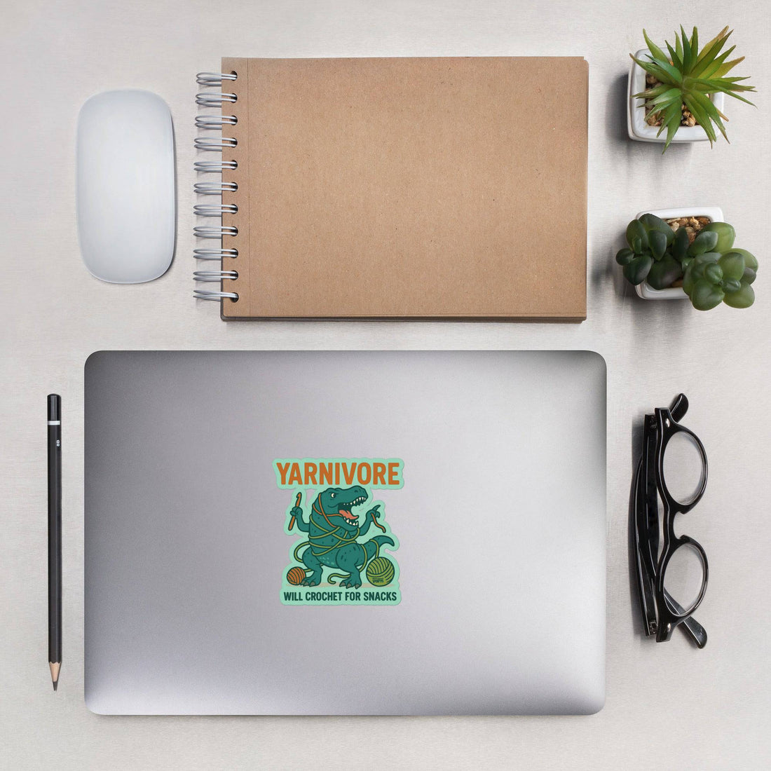 Yarnivore Vinyl Sticker – Funny Crochet Dino Decor for Makers