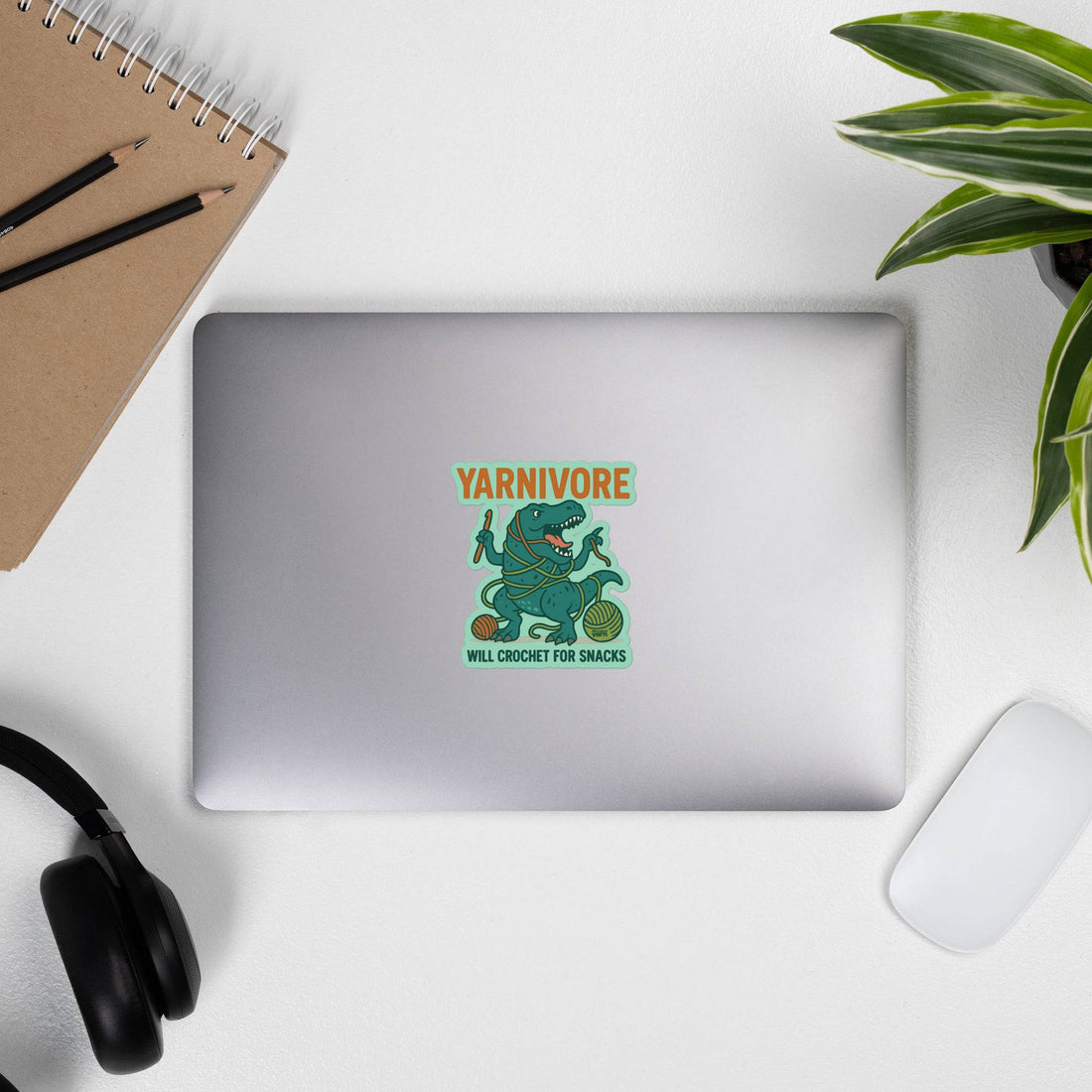 Yarnivore Vinyl Sticker – Funny Crochet Dino Decor for Makers