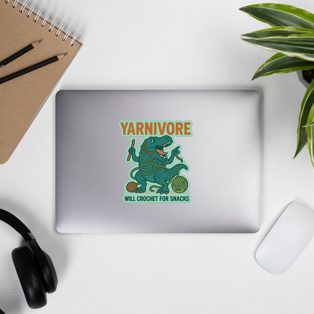 Yarnivore Vinyl Sticker – Funny Crochet Dino Decor for Makers