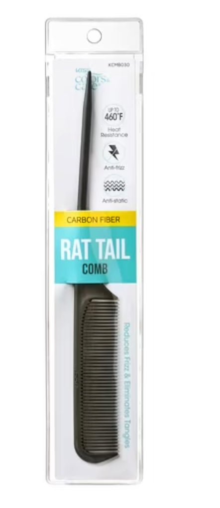 Professional carbon fiber rat tail comb for precise hair sectioning and styling