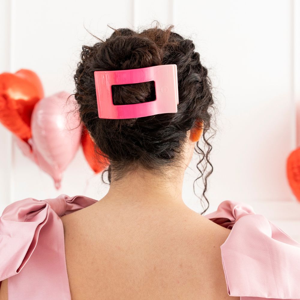 Large Flat Rectangle Hair Clip in Kiss & Tell Pink