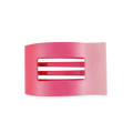 Medium pink flat rectangle hair clip, low-profile design