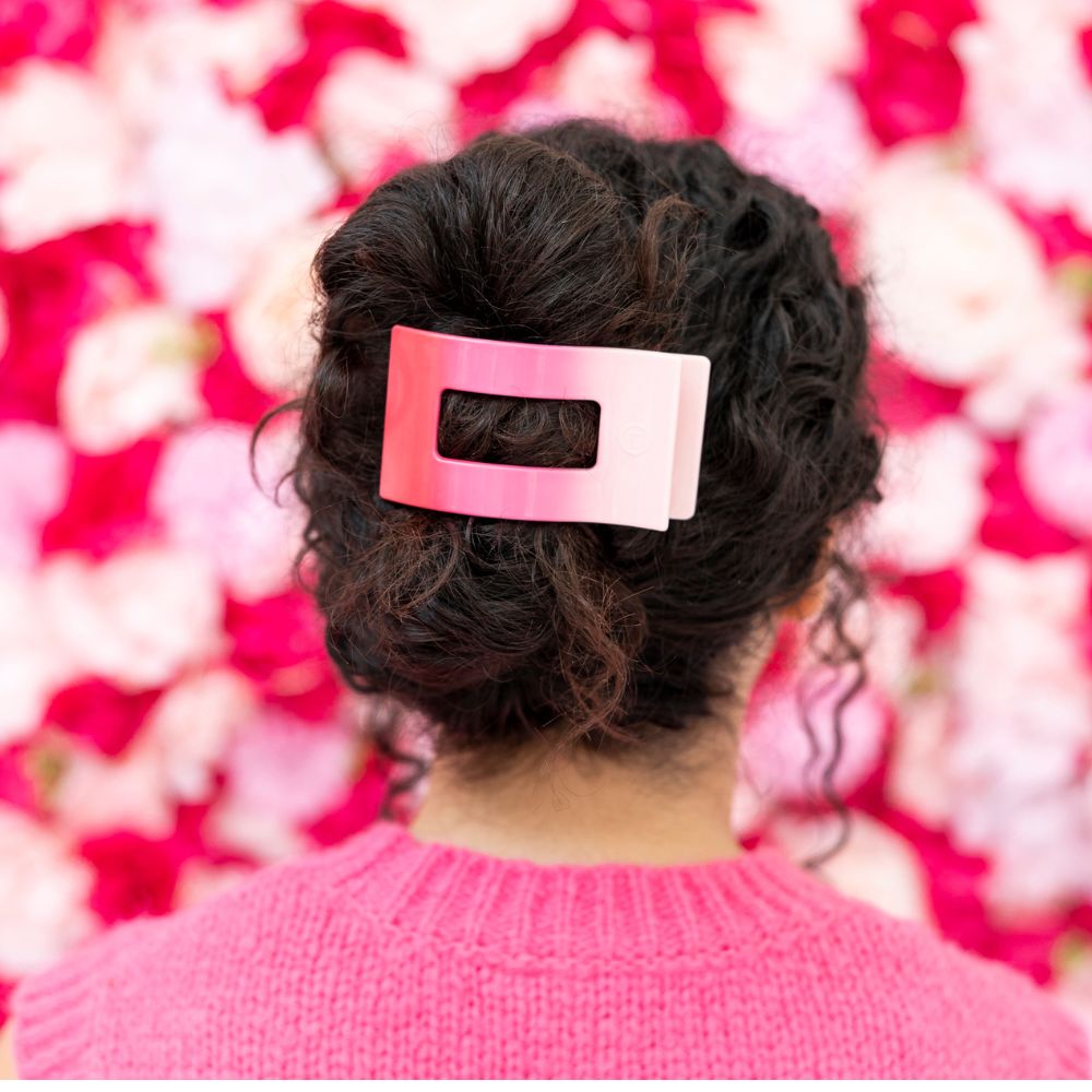 Kiss & Tell Medium Flat Rectangle Hair Clip in Pink