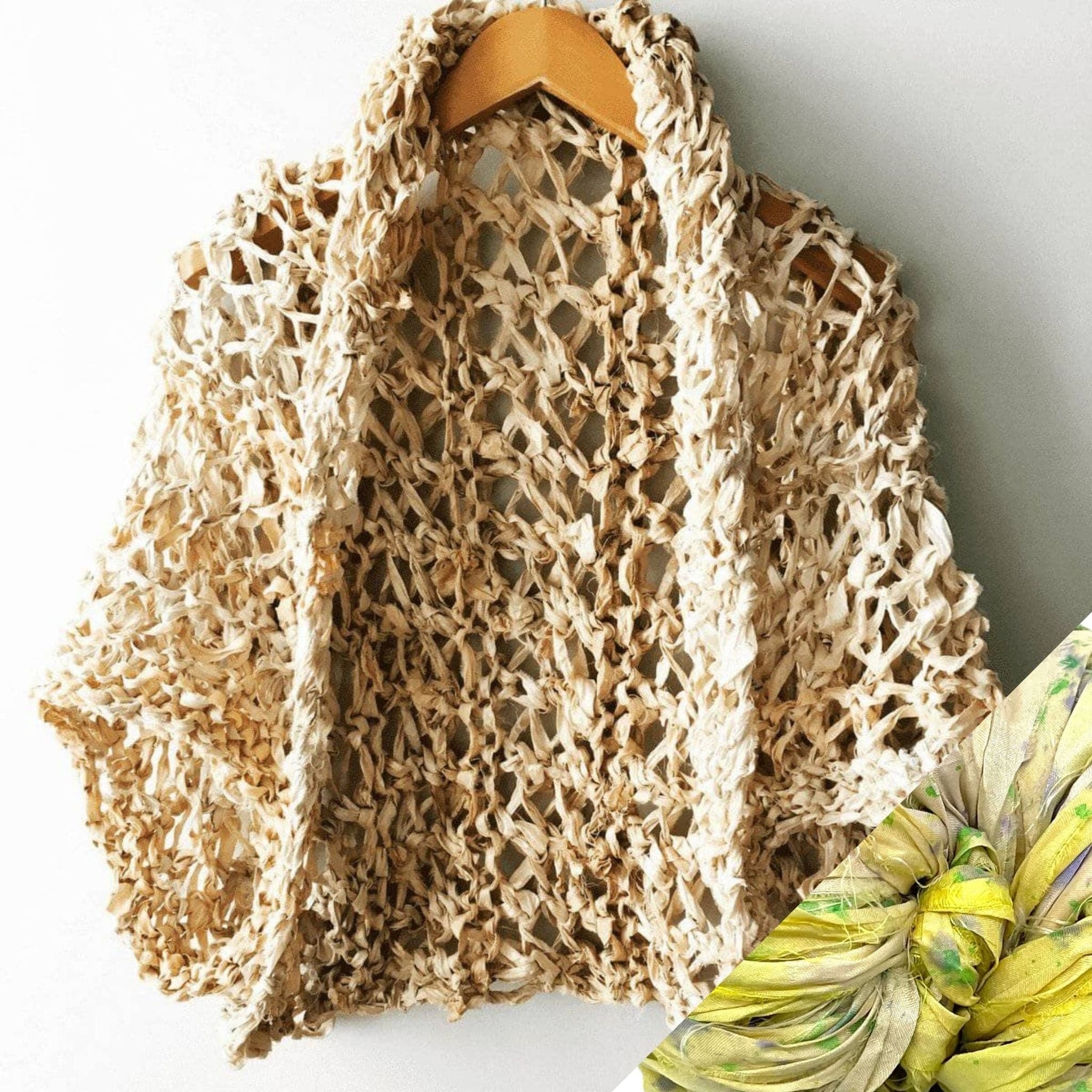 Silk Garter + Lace Cocoon Coat Knit Kit - Boho Neutral Wrap