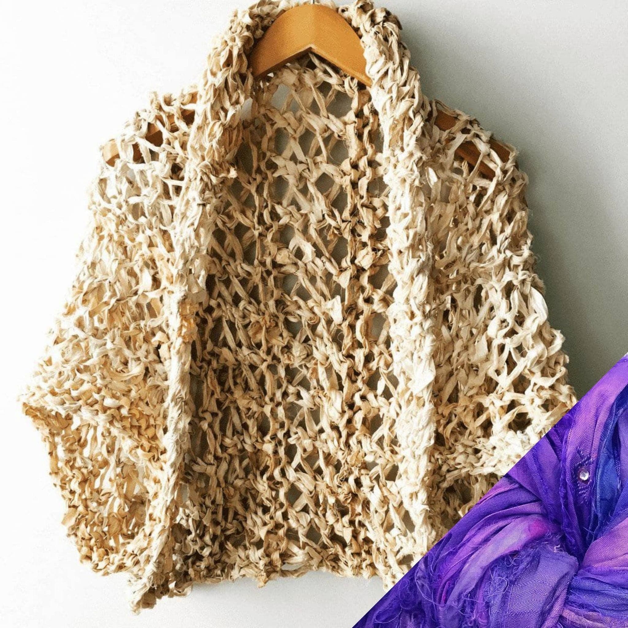 Silk Garter + Lace Cocoon Coat Knit Kit - Boho Neutral Wrap