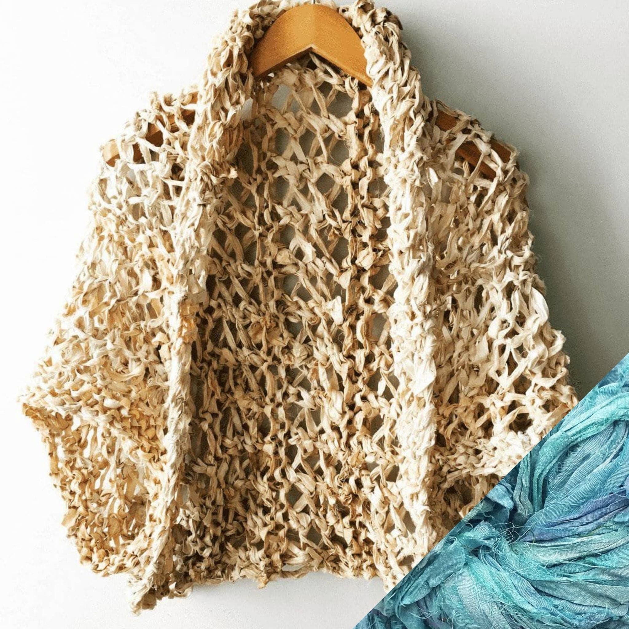 Silk Garter + Lace Cocoon Coat Knit Kit - Boho Neutral Wrap