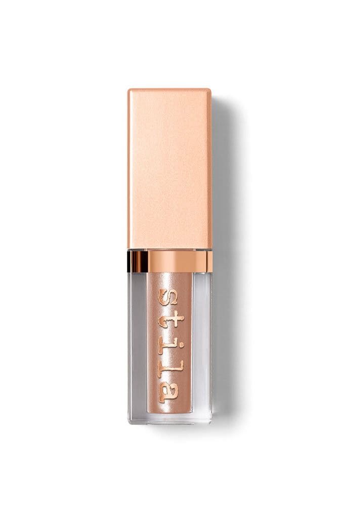 Stila Shimmer & Glow Liquid Eye Shadow for a high-impact golden pearl finish.