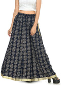 Moeza navy blue cotton printed lehenga with string closure