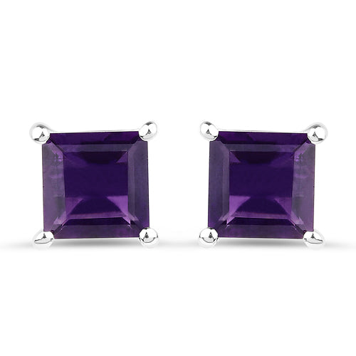 2.25 Carat Genuine Amethyst .925 Sterling Silver Earrings