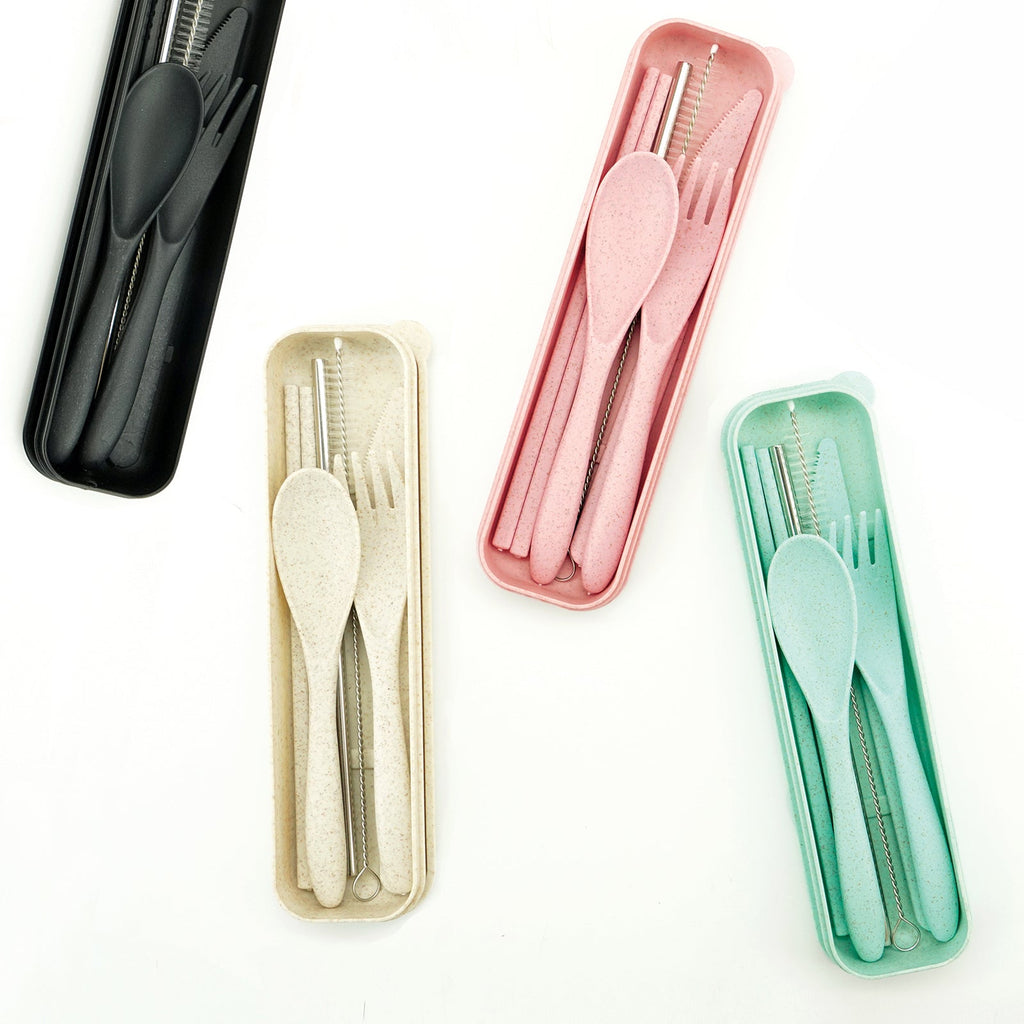 Krumbs Kitchen Wheat Straw On-The-Go Utensil Set