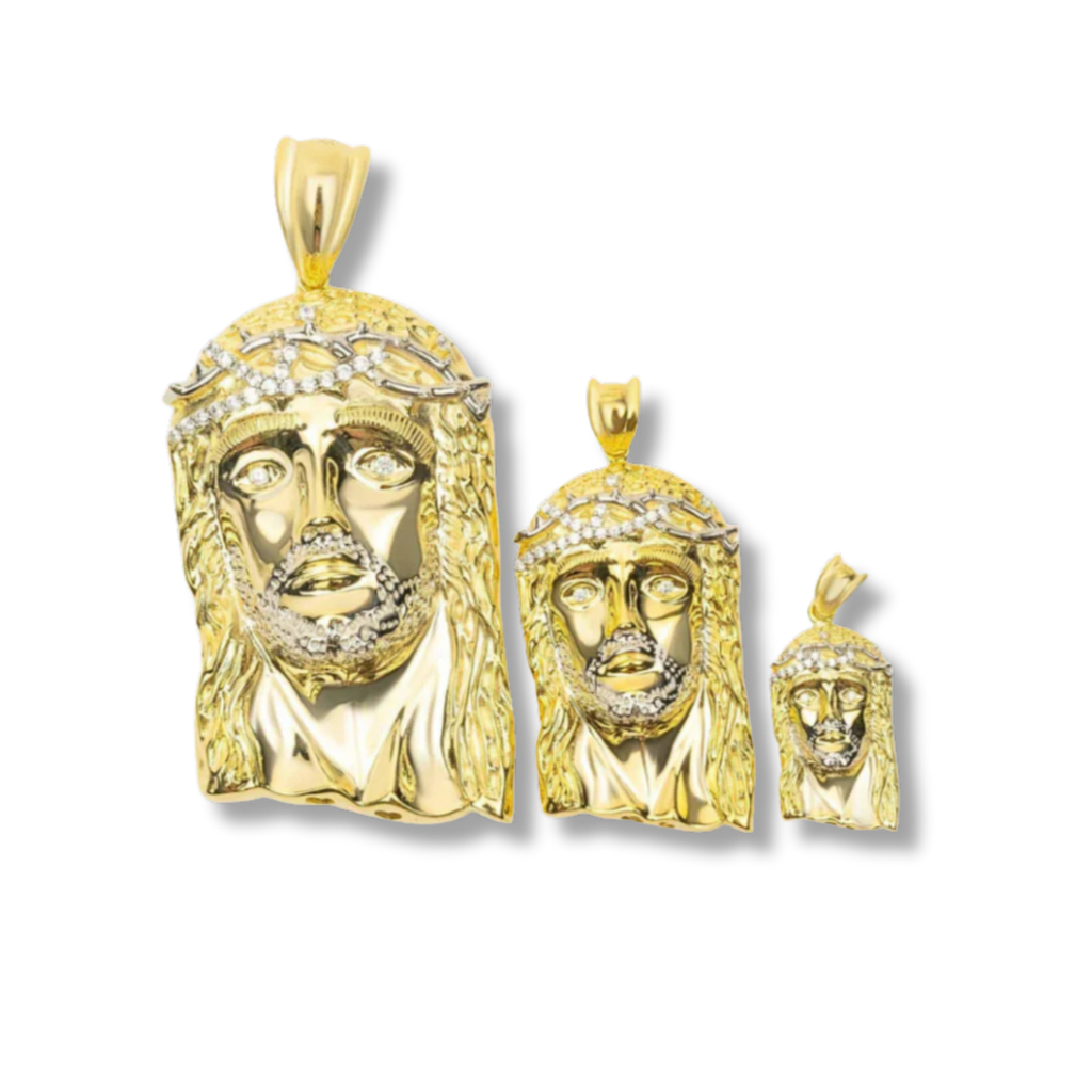 Gold Jesus Piece Pendant 925 Sterling Silver in 14K Gold