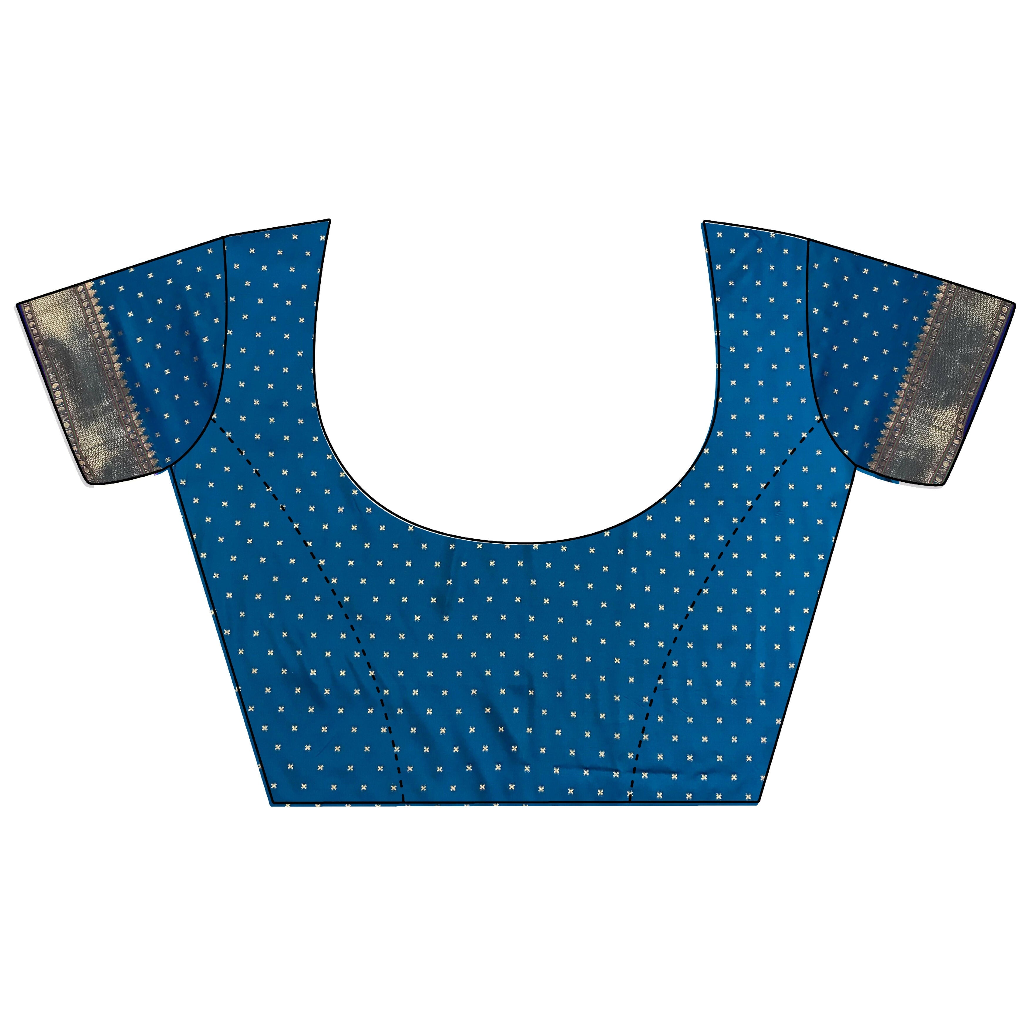 Blue Butti Woven Soft Lichi Silk Paithani Saree with Blouse
