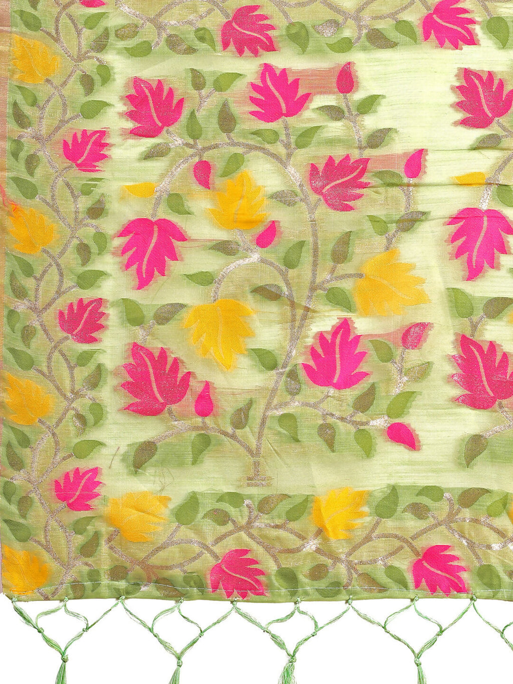 Light Green Linen Cotton Saree with Matching Blouse