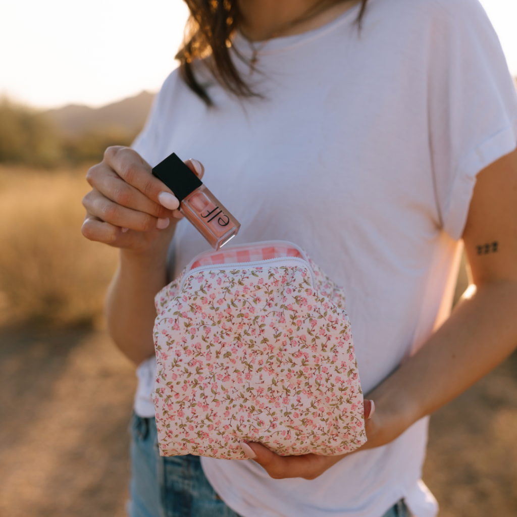 Floral Quilted Makeup Bag- Small