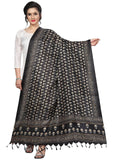 Girls Black Printed Khadi Bhagalpuri Dupatta for Special Occasions