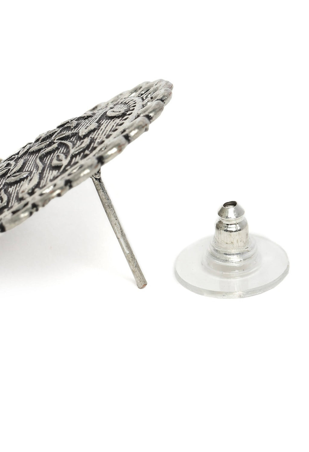 Johar Kamal Oxidised Silver Plated Stud Earrings for Women