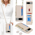 Cavor for Google Pixel 8 Case Wallet,Phone Case for Pixel 8 Crossbody Case with Strap,Pixel 8 Wallet Case for Women,Leather Zipper Pocket Card Holder Case-Cream