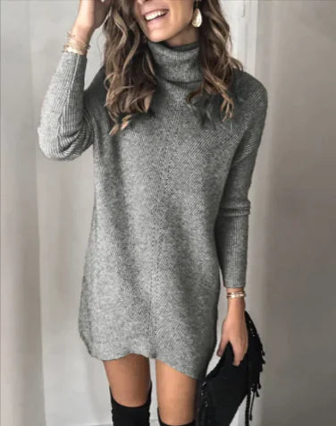 Women's Long Sleeve Knit Turtleneck Sweater Dress - Image 23