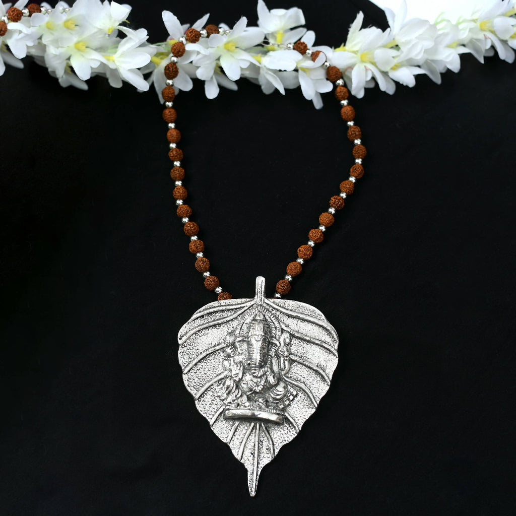 Oxidised Silver-Plated Brass Ganesha Long Necklace