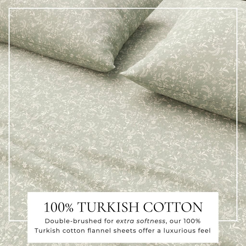 Winter Floral Turkish Cotton Flannel Sheet Set Ultra-Soft - Image 32