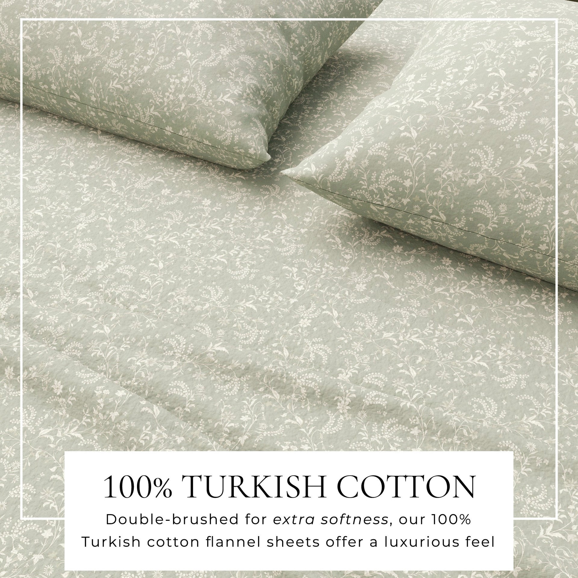 Winter Floral Turkish Cotton Flannel Sheet Set Ultra-Soft - Image 32