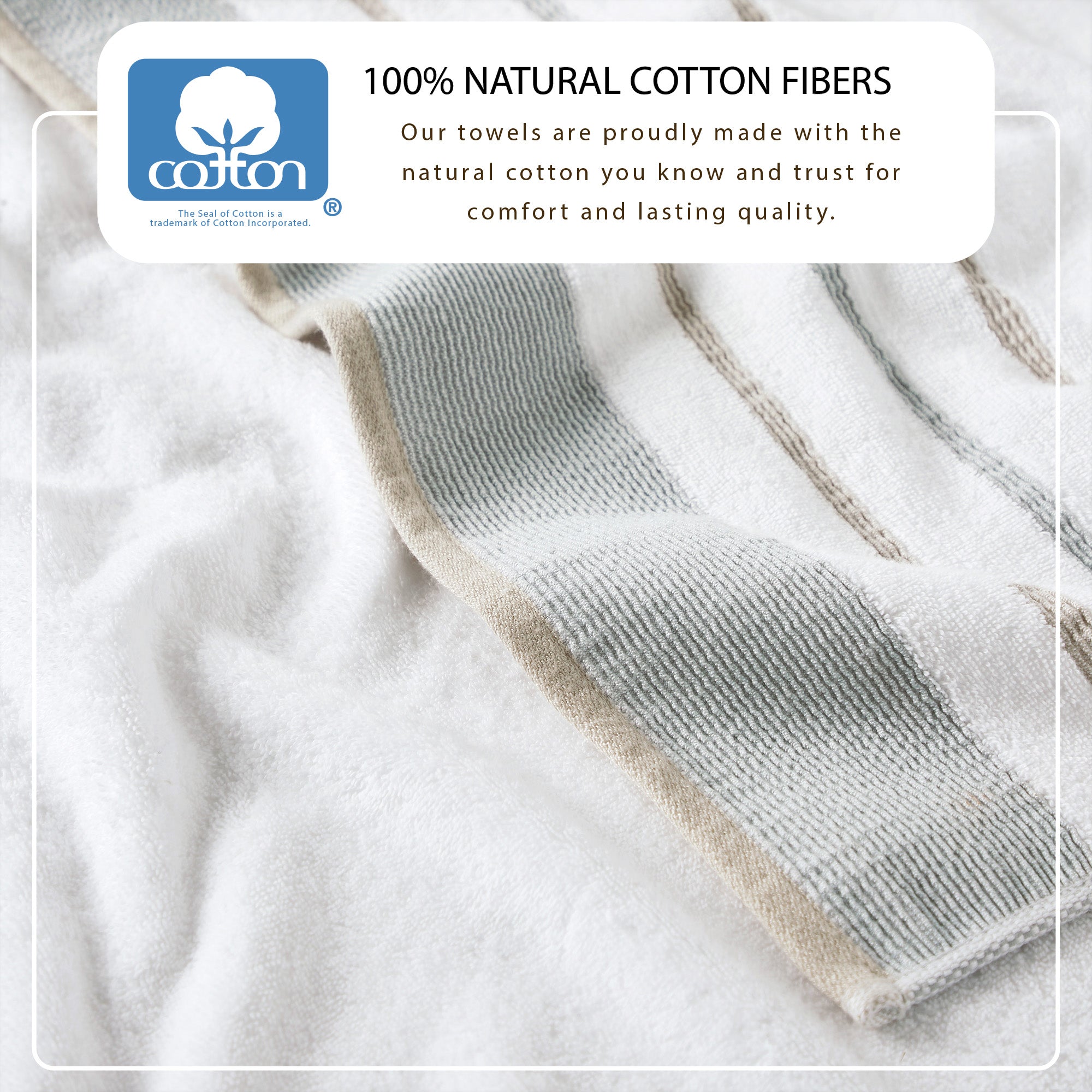 Decorative Cotton Stripe Bath Towel Set - Noelle Collection