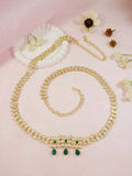 Adjustable green waist chain for women in zinc alloy, perfect for ethnic festive wear