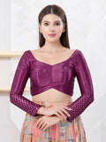 Magenta Gajji Silk sleeveless blouse with sweetheart neckline and back-open closure