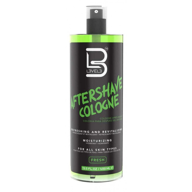 L3VEL3 Fresh Aftershave Cologne 400ml bottle for professional barber and home use