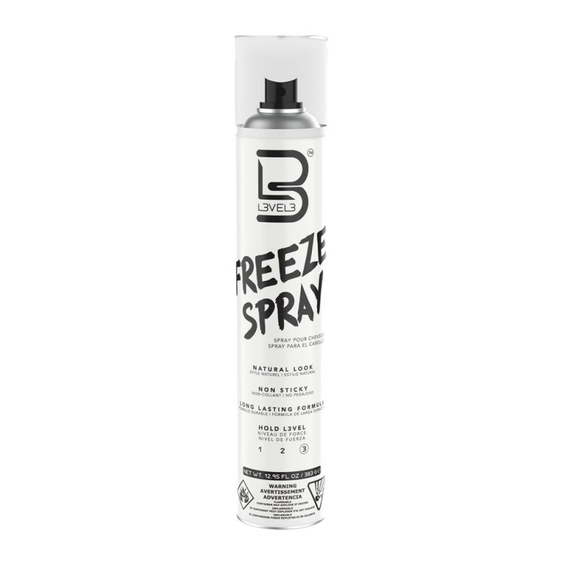 Bottle of L3VEL3 Freeze Hair Spray 400ml professional styling product