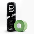 Five rolls of L3VEL3 Lime green self-adhesive neck strips for professional barber use.