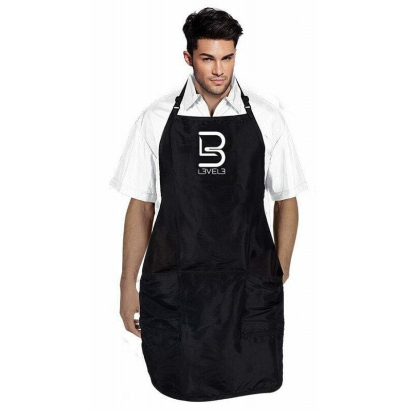 Professional black barber and stylist apron with two large front hip pockets