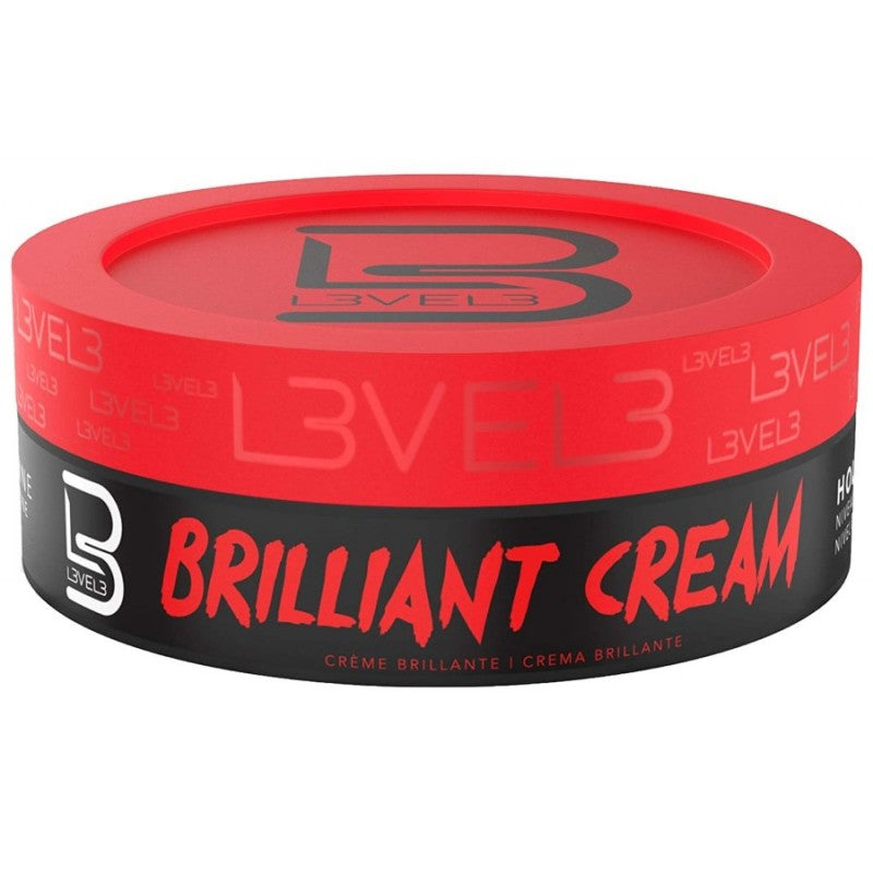 L3VEL3 Brilliant Cream 150ml bottle for sleek hair styling and glossy finish