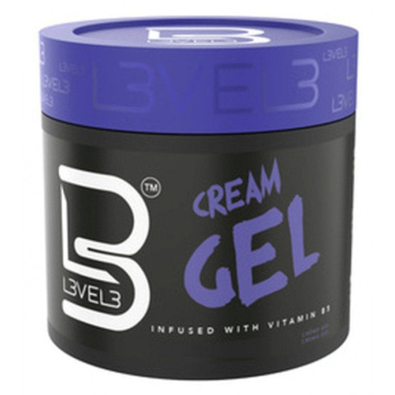 500ml container of L3VEL3 Cream Hair Gel for professional styling