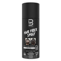 A bottle of L3VEL3 Hair Fiber Spray in Black for creating thicker, fuller hair