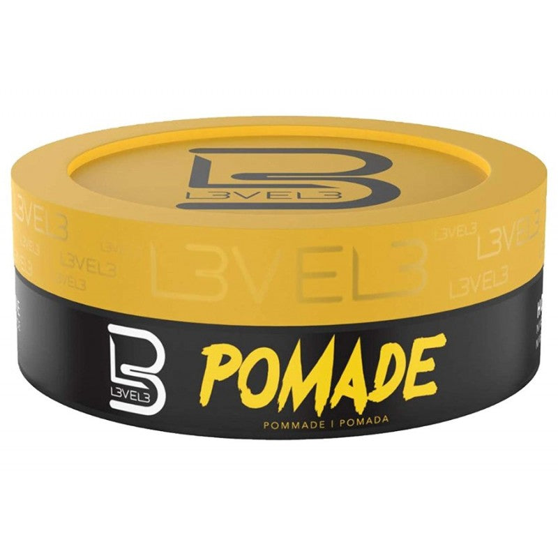 A 150ml jar of L3VEL3 Keratin-infused transparent hair styling pomade