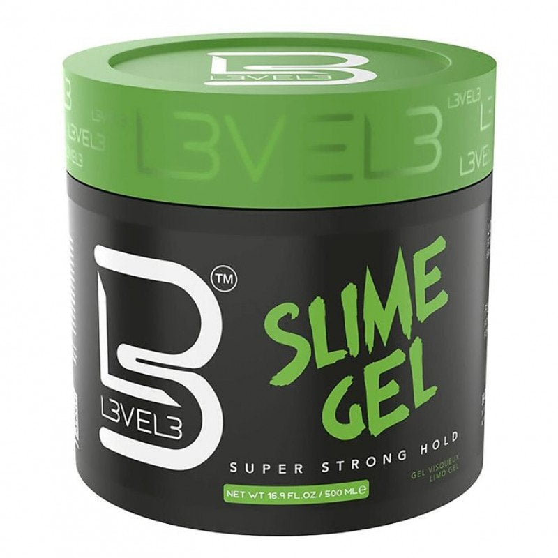 500ml container of L3VEL3 Slime Gel for strong hold and shine