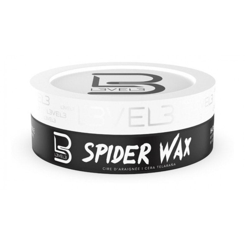 L3VEL3 Spider Wax 150ml container showing fiber-texture hair styling product