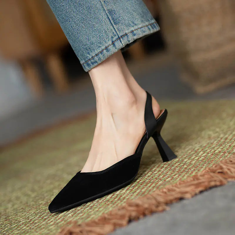 Women's Pointed Toe Slingback Heels with Retro Flair - Image 18