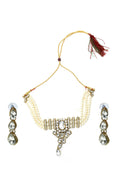 Elegant gold-polished brass Kundan stone choker necklace