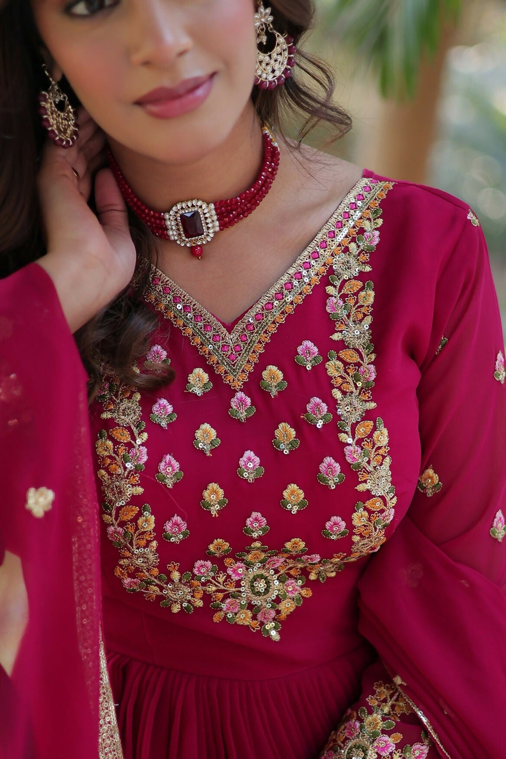 Joban Fashion Pink Georgette Sequence Embroidery Work Kurta Set