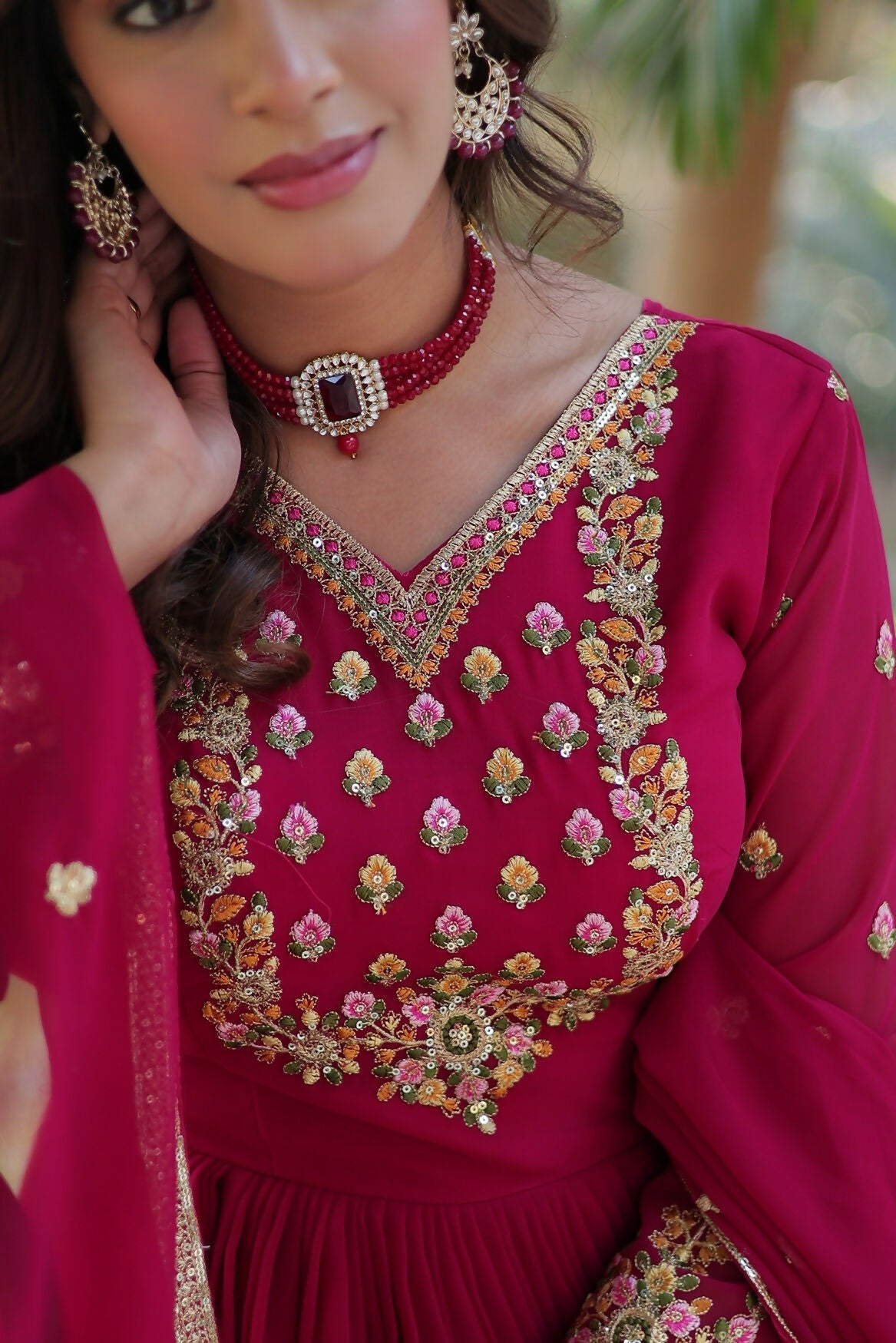 Joban Fashion Pink Georgette Sequence Embroidery Work Kurta Set