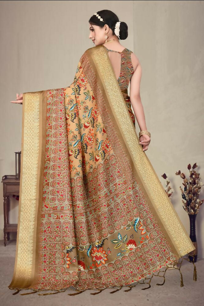 Multi Heavy Cotton Silk Digital Print & Jacquard Saree
