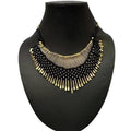 Traditional black threaded necklace featuring intricate craftsmanship for ethnic ensembles.
