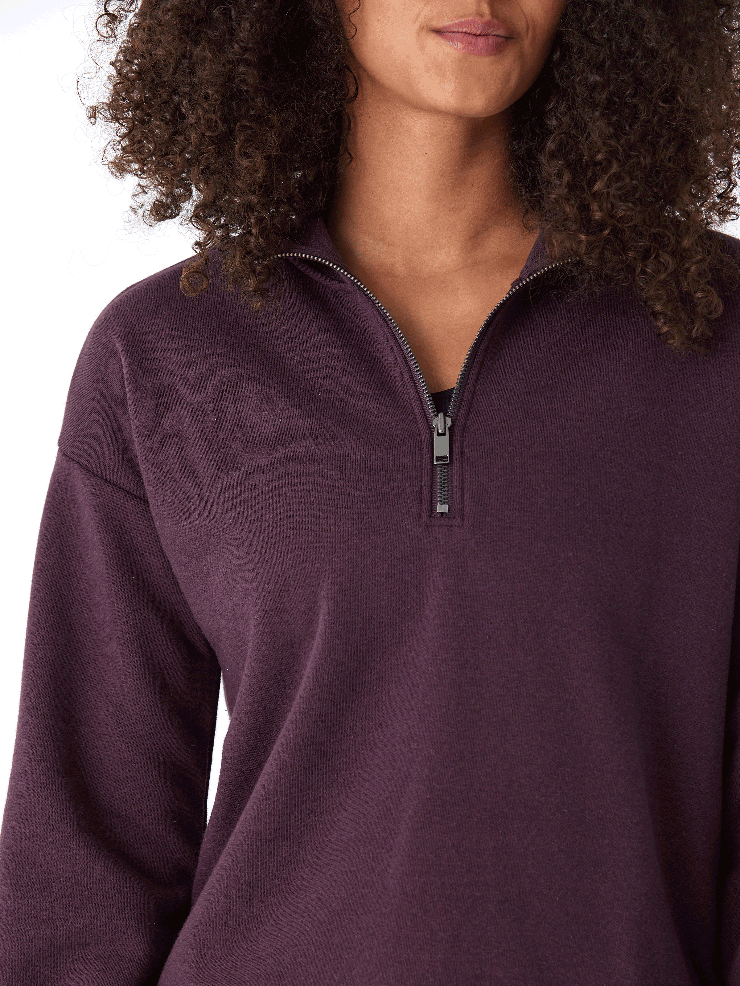 Constance Triblend Fleece Half Zip Pullover in Dark Purple