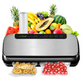 NutriChef Food Vacuum Sealer Machine Stainless Steel Automatic Air Sealing System for Dry/Moist Foods LED Touch Controls Includes Vacuum Hose Bag Roll and Wine Stopper 110W Suction Power 14"x6"