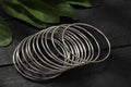 Vintage-Inspired Oxidised Alloy Silver Bangle Set