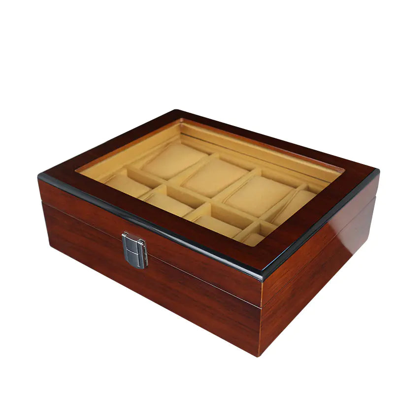 8-Position Wooden Watch Box for Display and Storage