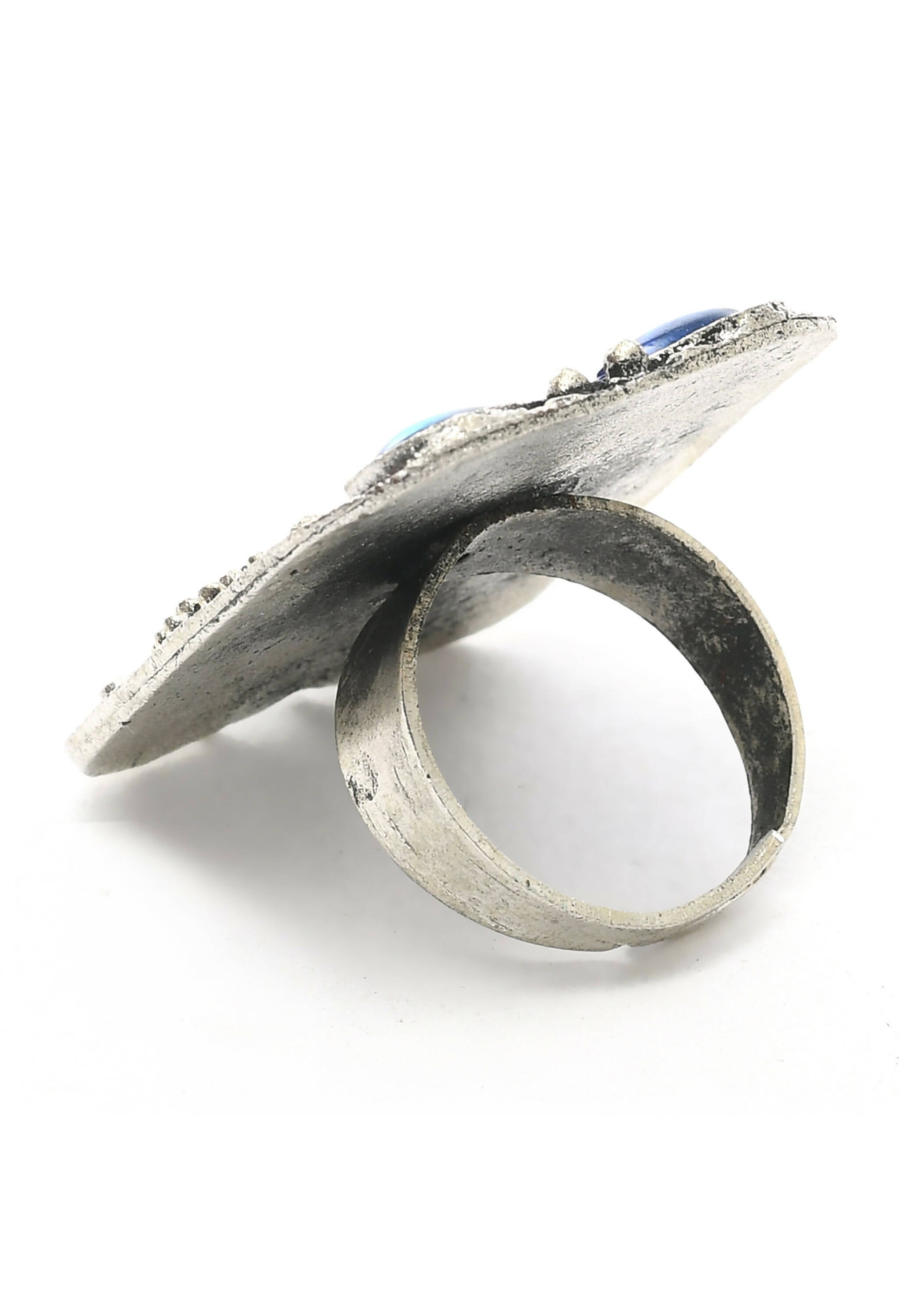 Peacock Wings Choker Necklace in Oxidised Silver-Plated Brass